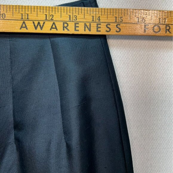 An Ren New York Womens Midi Silk Straight Pencil Skirt Small Black Back Slit - Picture 6 of 10